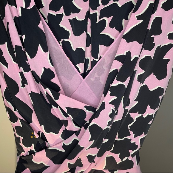 Diane Von Furstenberg - Daran Print Pink & Black Silk Cocktail Dress- Size 2 - Picture 3 of 10